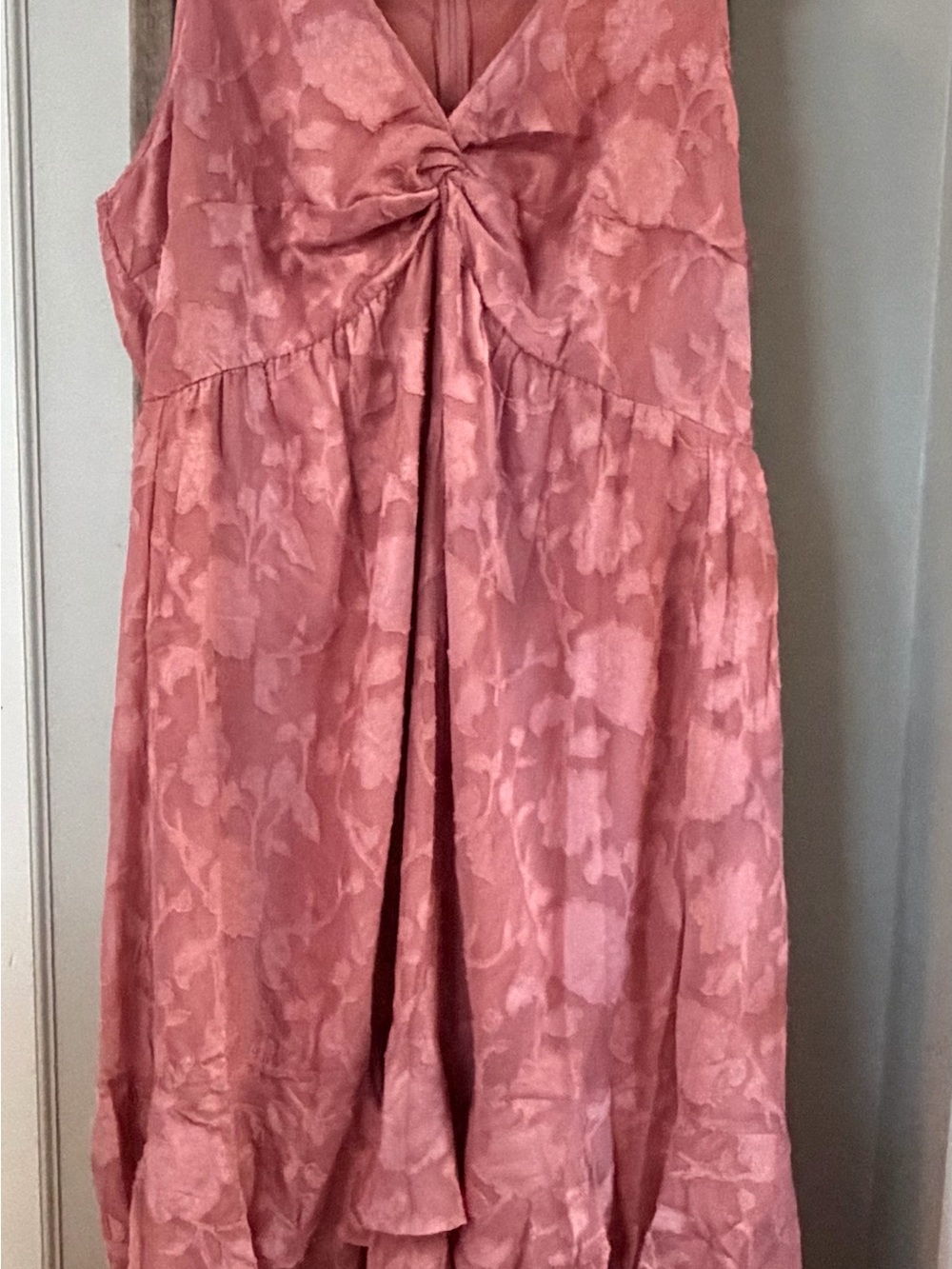 BloomChic Rose-Pink Knot Front Maxi Dress